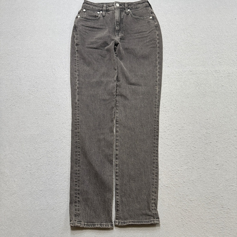 NEW Madewell Jeans Womens 25T Black Faded Straight Leg The Curvy Perfect Vintage